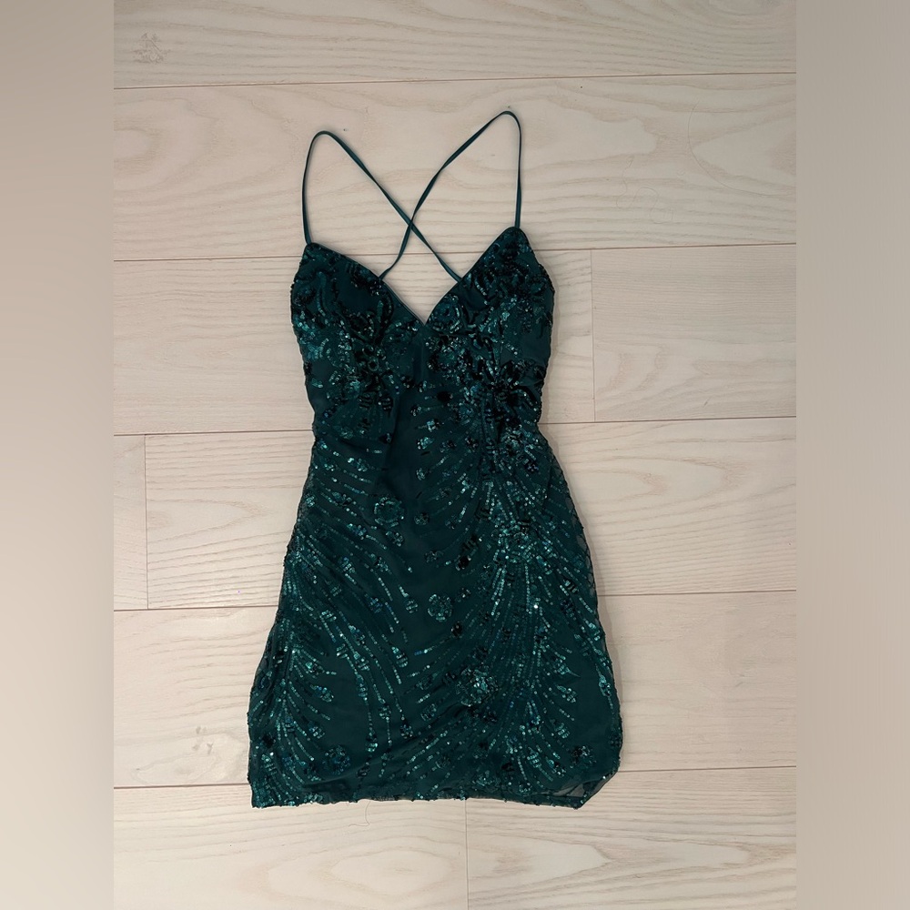 Lulu’s lace up sequin mini dress